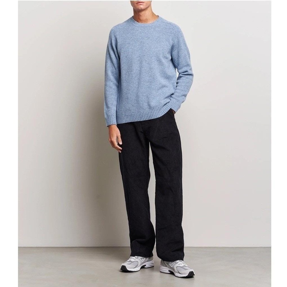 NN07 100% Wool Melange Crewneck Sweater Mens Medium Light Blue Melange Shetland